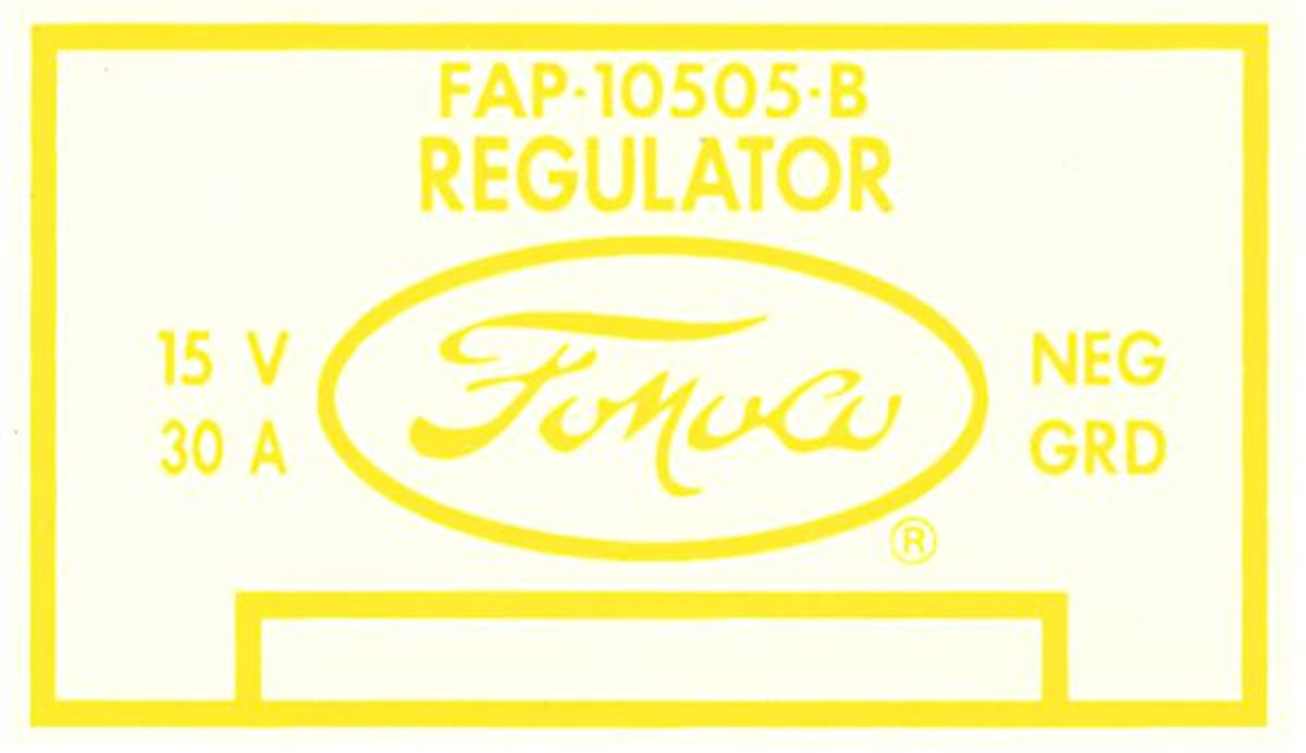 Decal - Voltage/Regulator Cover - Yellow - 57 - 1 Per car